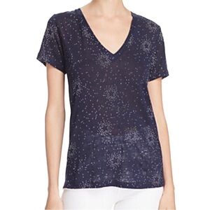 Rails Cara Navy Stella V-neck T Shirt Stars Print Burnout Navy Size XS